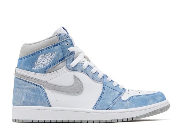 Jordan 1 Retro High OG 'Hyper Royal' – маратонки с бели и избледнели сини велурени акценти, страничен изглед