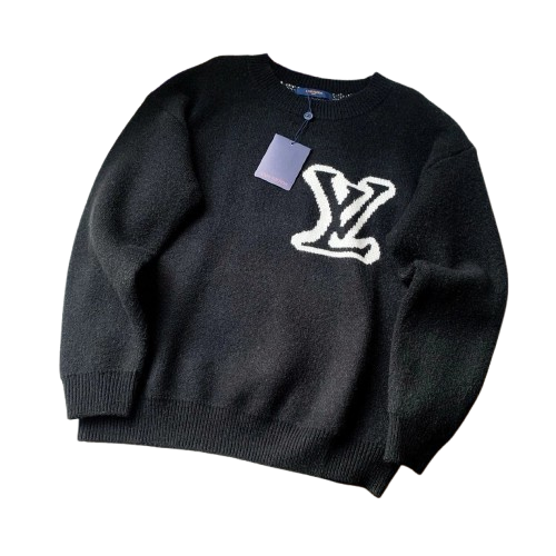 LV Sweater плетен пуловер Louis Vuitton черен сив