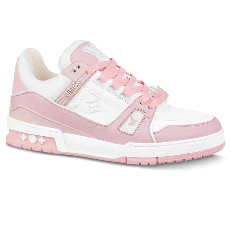 Модел маратонки в стил Louis Vuitton LV Trainer Rose с розови акценти – изглед отстрани