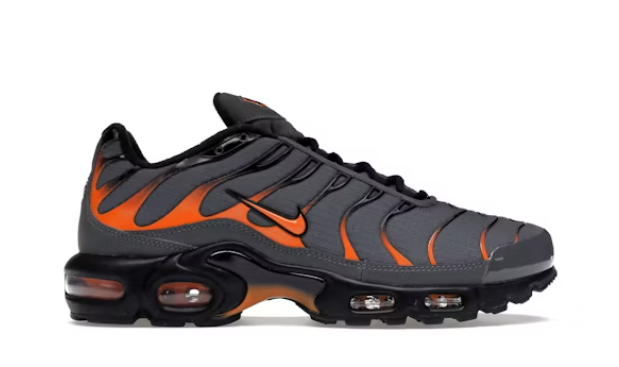 nike air max plus grey orange sole space