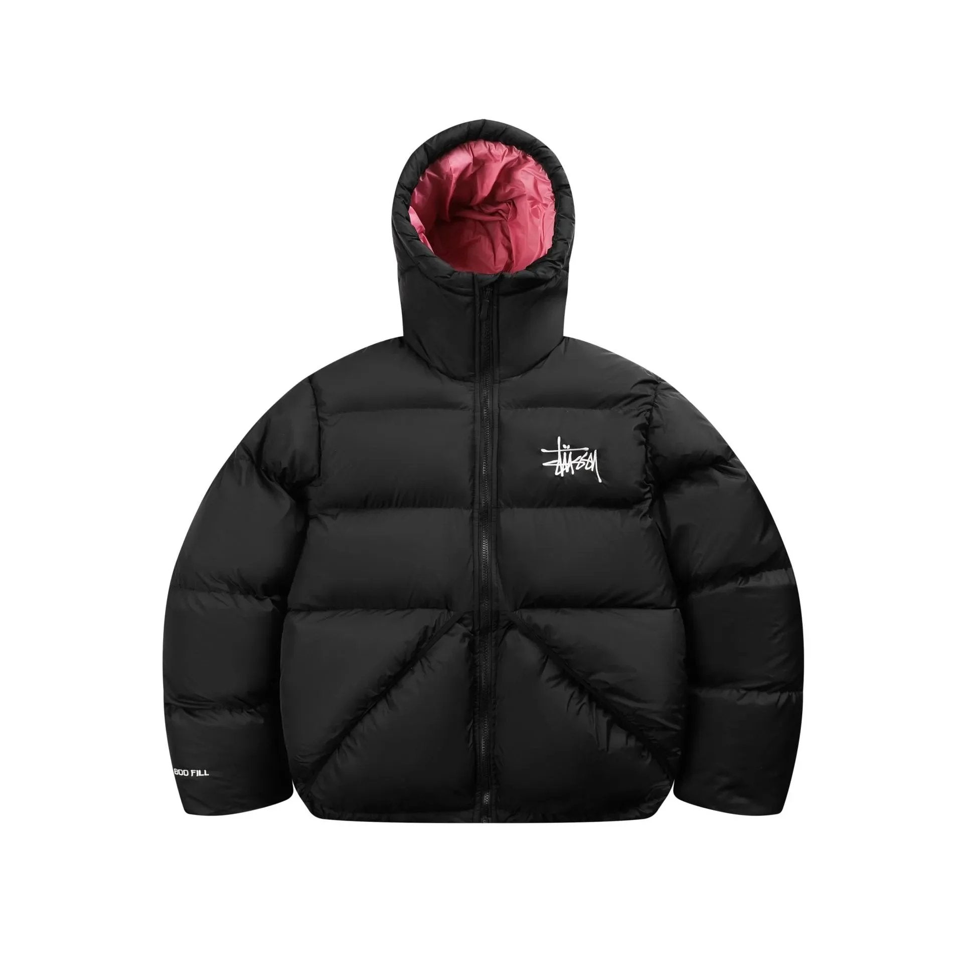 stussy puffer jacket black pink зимно яке sole space