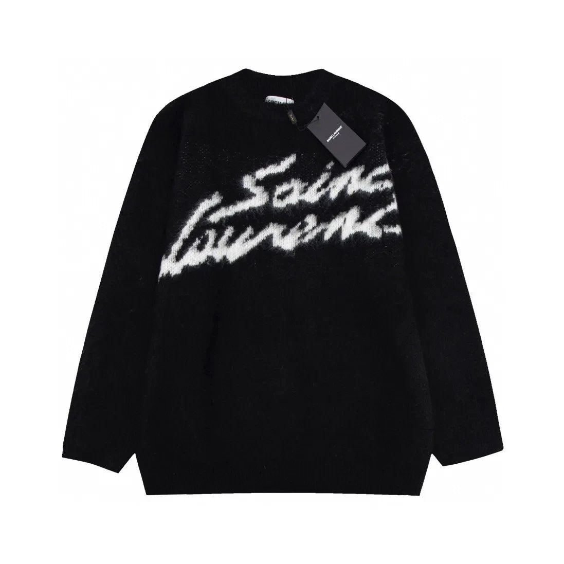 YSL Sweater плетен пуловер черен Yves Saint Laurent